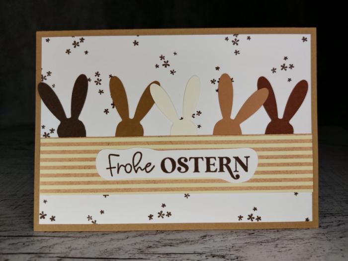 Grußkarte Frohe Ostern Ohren Streifen handgemacht